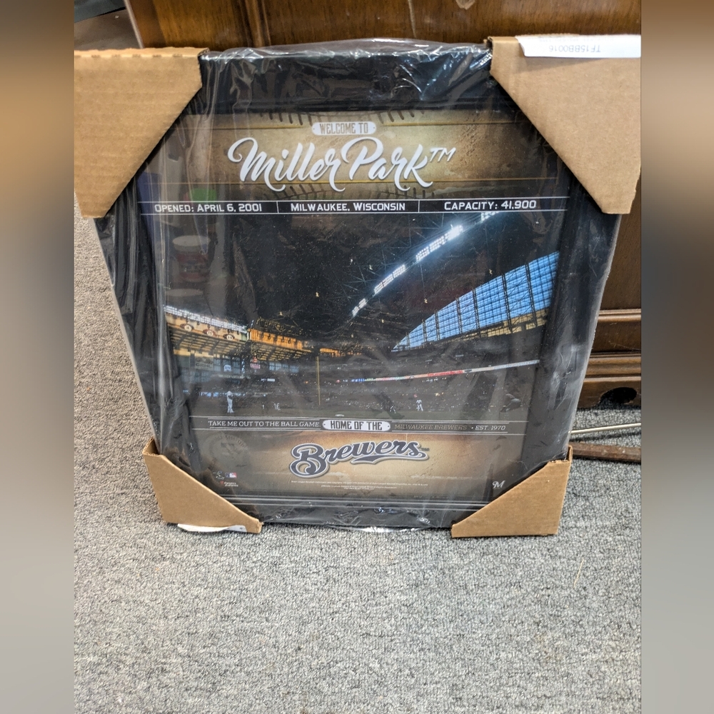NWT. 15"x17" Framed Poster. Welcome to Miller Park!